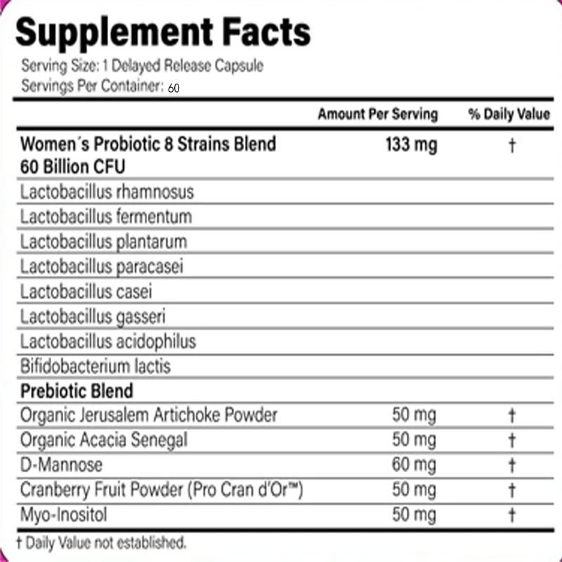 여성용 프로바이오틱스, pH 균형 조절, 소화 건강 증 - Probiotic 60 Billion 리뷰 및 가격