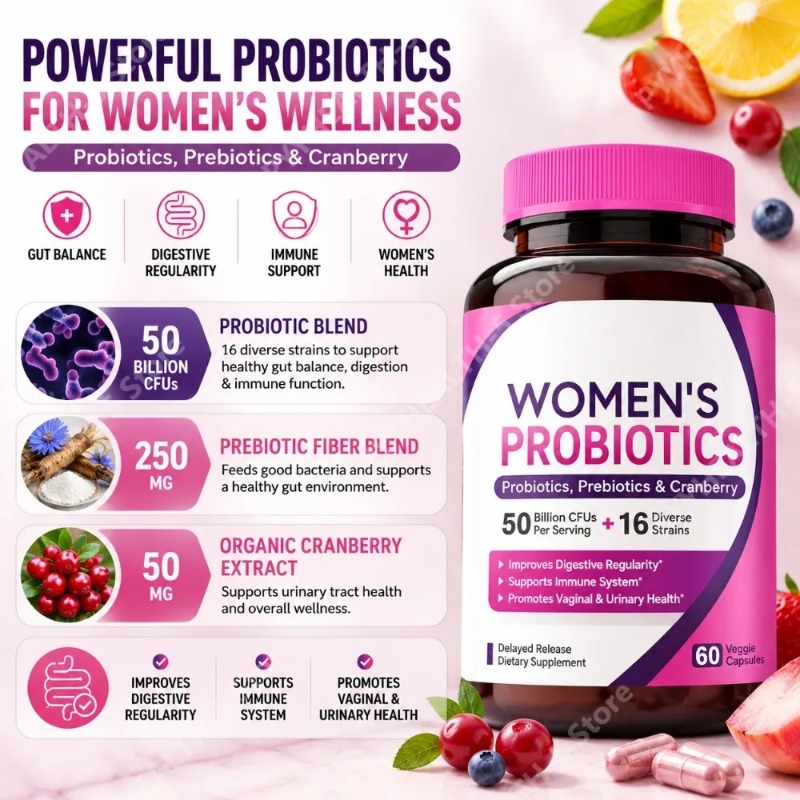 여성용 프로바이오틱스 캡슐, 500억 CFU 함유, 장 - Probiotic 60 Billion 리뷰 및 가격